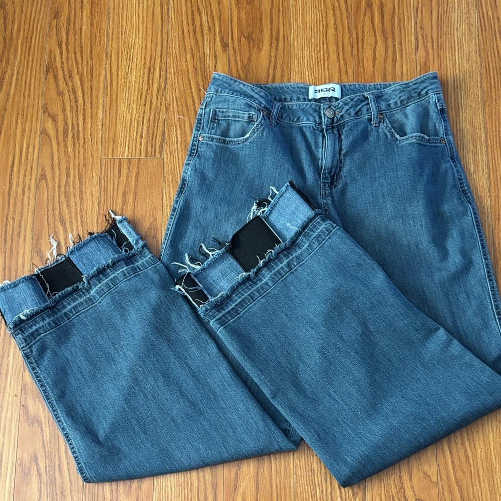 🟦⬛️ COLOR BLOCK PATTERN - PATCHWORK - UPCYCLED - RSQ BRAND WIDE LEG JEANS